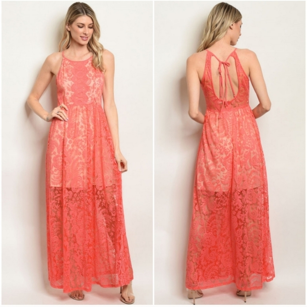 Coral nude dress